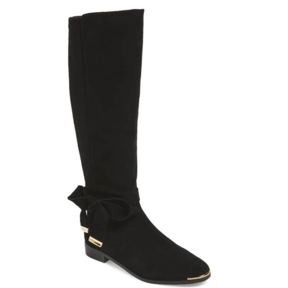 Ted Baker London Shoes - Designer NEW Tall Riding Boots Suede Leather OrthoLite Comfort BLACK 10